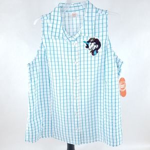 Girls Large Lightweight Gingham Flip Sequin Unicorn Long Button Up Tank Top